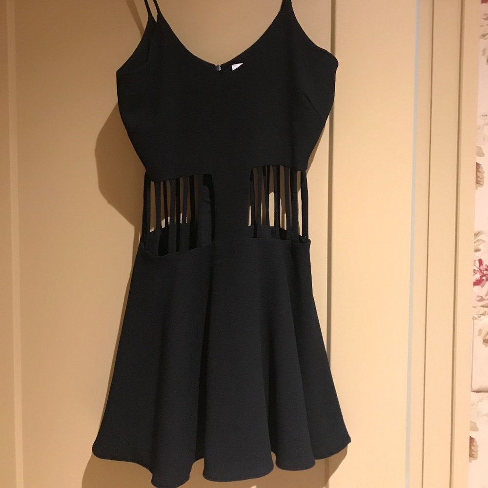 DRESS THE POPULATION Black Cut-Out Romper